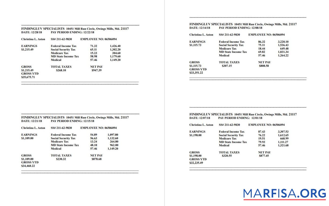 Downloadable Findingluv specialits company pay stub template